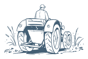 Zeichnung Landwirt auf Traktor