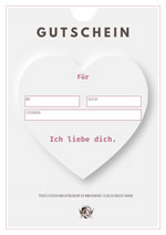 Biomühle Gutschein mit Herz und Schriftzug "Ich liebe dich"